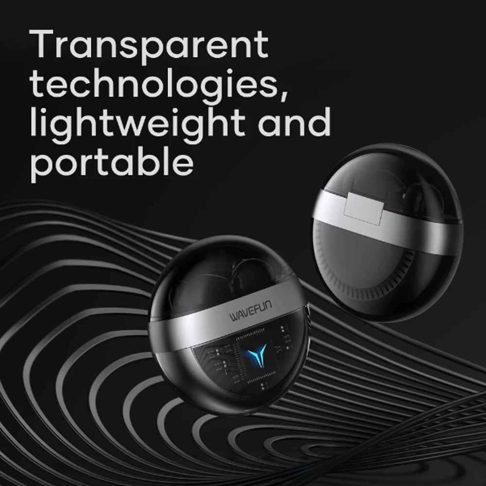 Picture of Wavefun T200 Wireless Transparent Box Earbuds - Black - Black