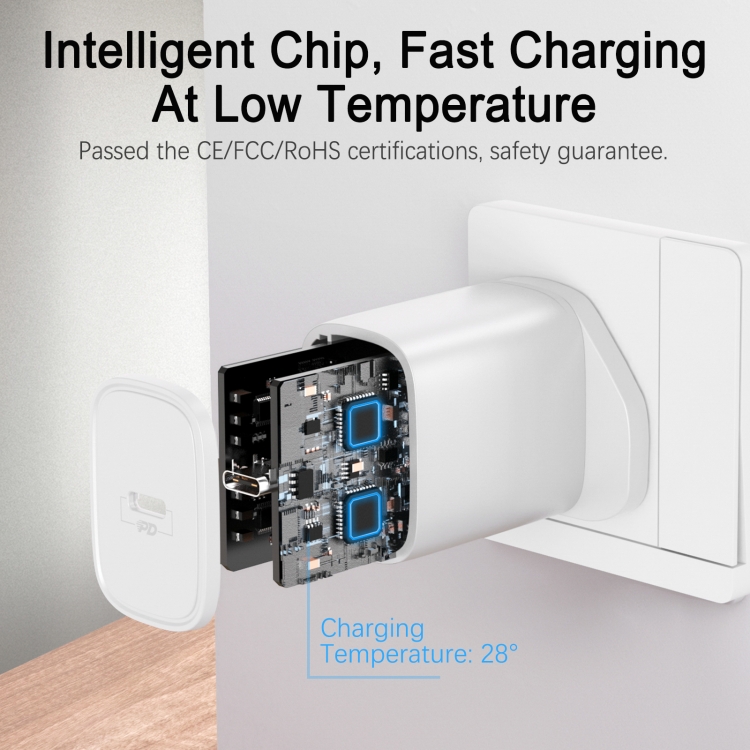 Picture of Joyroom 20W PD Fast Wall Charger Nano Fast Charger For IPhone 14 Compact Fast Charger UK Plug - White