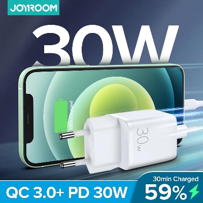 Picture of Joyroom 30W Quick Charge 3.0 USB Charging For iPhone Samsung Huawei Xiaomi 2 Port QC 3.0 Turbo Wall Charger CN Plug Adapter - White