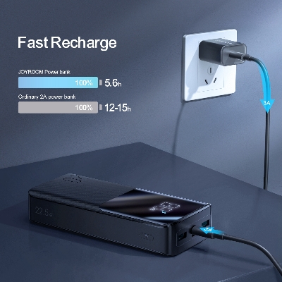 Picture of Joyroom JR-QP192 Super Fast 22.5W Power Bank 20000mAh-Black - Black
