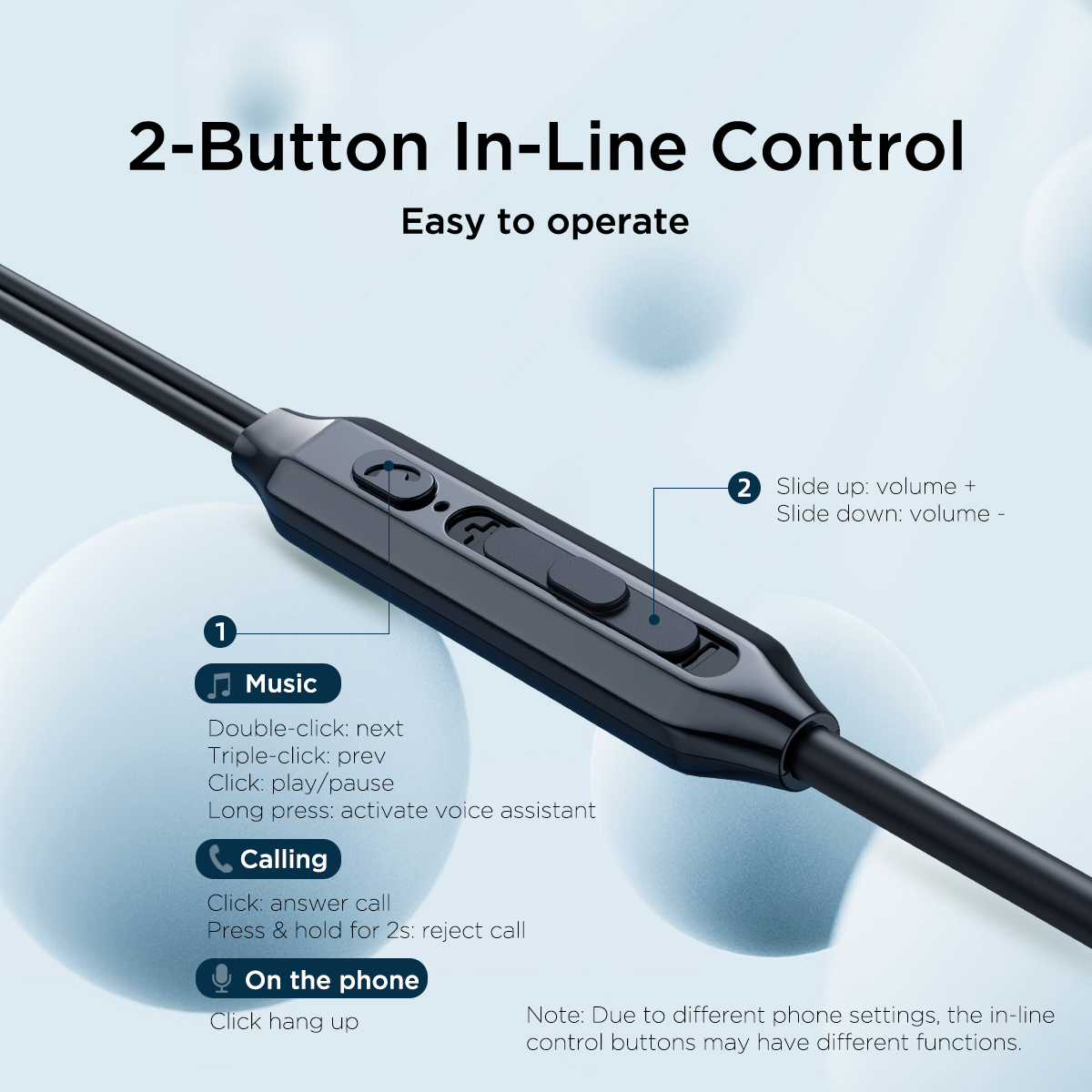 Picture of Joyroom JR-EC06 Dual Dynamic wired Type-C Earphone - Black