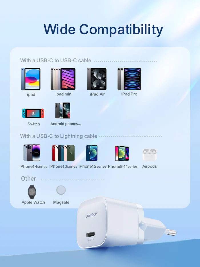 Picture of Joyroom JR-TCF02 PD 20W Mini intelligent fast charger (EU Plug) - White - White