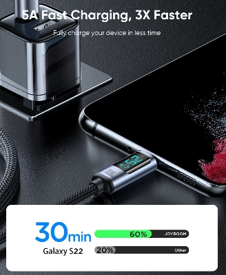 Picture of JOYROOM S-CC100A16 Prism Series 100W Type-C to Type-C Digital Display Fast Charging Data Cable – 1.2M - Black