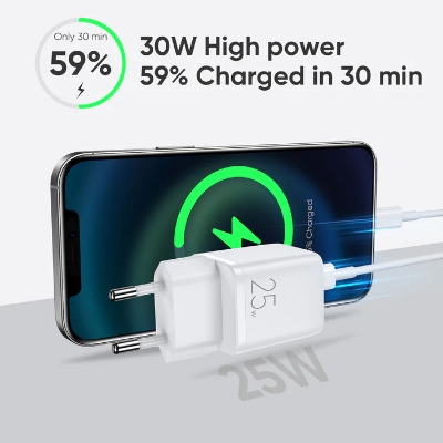 Picture of Joyroom L-P251 Fast USB Type C 25W 3A Wall Charger  -  White (EU Plug) - White