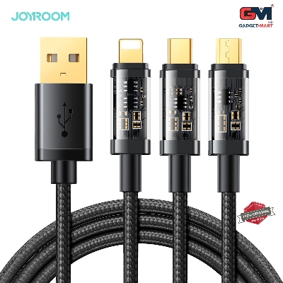 Picture of Joyroom S-1T3015A5 3.5A 3-in-1 Data Cable (USB-A to Lightning+Type-C+Micro) 1.2m-Black - Black