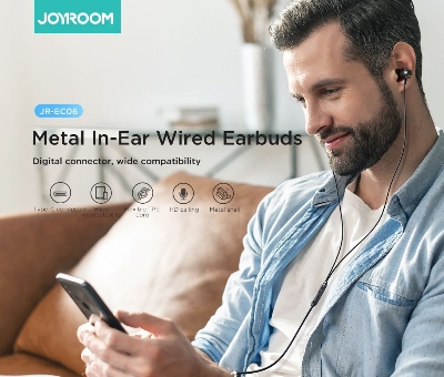 Picture of JOYROOM JR-EC06 In-Ear Metal Wired TYPE-C Headphones - Black - Grey