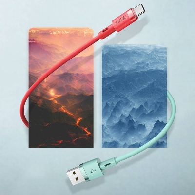 Picture of Joyroom S-1224N2 2.4A Liquid Silicone Micro USB to Type-C Charging Cable - 1.2m - Green - Green