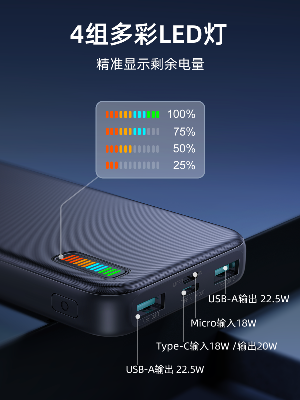 Picture of Joyroom JR-QP194 Dazzling Series 22.5W High Speed Charging 10000mAh Power Bank - Black - Black