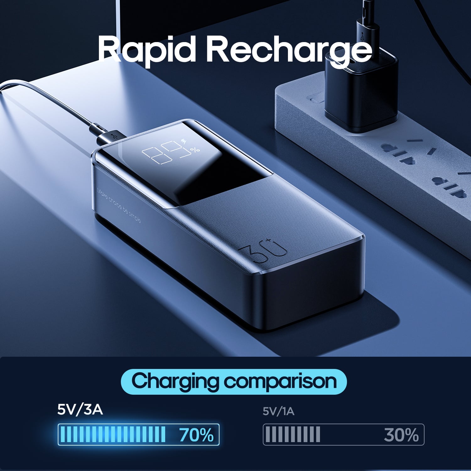 Picture of Joyroom JR-T015 15W Fast Charging 30000mAh Big Capacity Power Bank -Black - Black