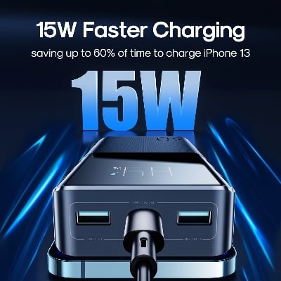 Picture of Joyroom JR-T015 15W Fast Charging 30000mAh Big Capacity Power Bank -Black - Black