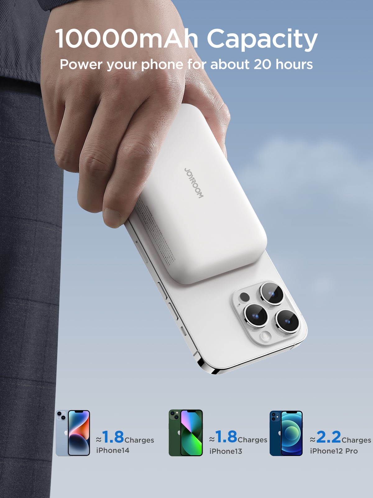 Picture of Joyroom JR-W020 New Released 20W Small & Mini PD Magnetic Wireless Power bank 10000mAh - Light Blue - Light blue