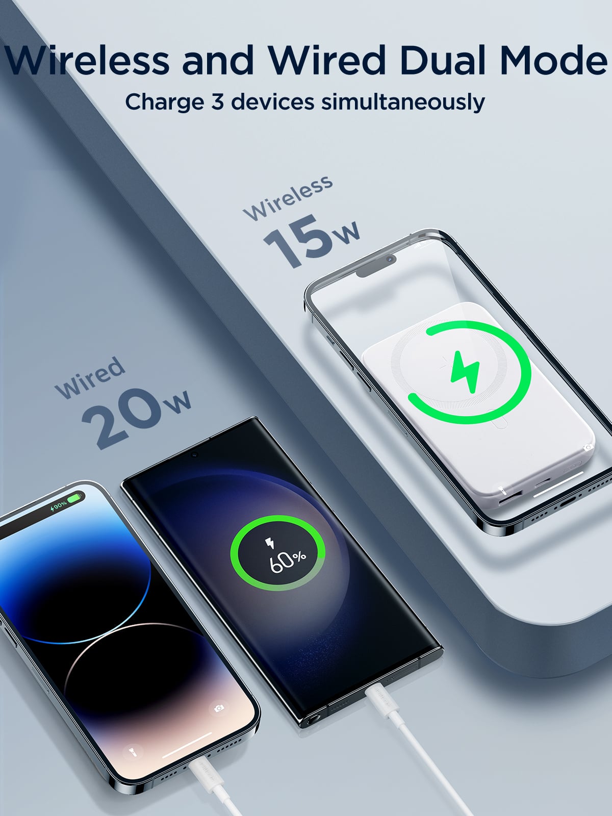 Picture of Joyroom JR-W020 New Released 20W Small & Mini PD Magnetic Wireless Power bank 10000mAh - Light Blue - Light blue
