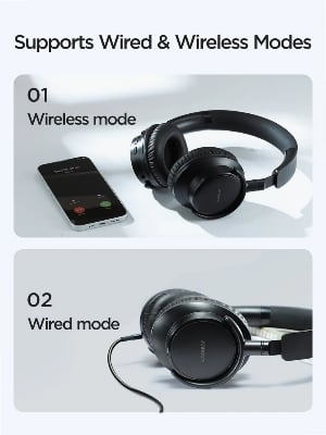Picture of Joyroom JR-OH1 Long Battery Life Bluetooth Headset with Noise Cancelling Microphone - Black - Black