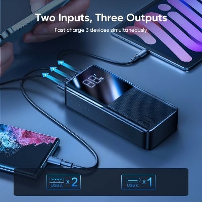 Picture of Joyroom JR-QP193 Super Fast 22.5W Power Bank 30000mAh-Black - Black