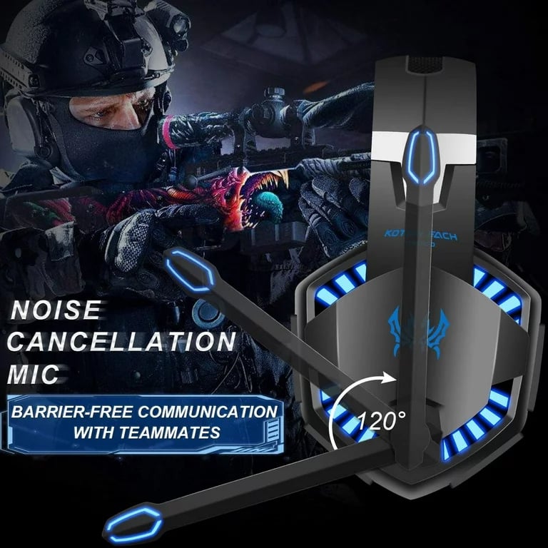 Picture of KOTION EACH G2000 LED Light Gaming Headset with Noise Cancelling Mic and 3D Surround Sound for PC, PS4, USB Connectivity - Black