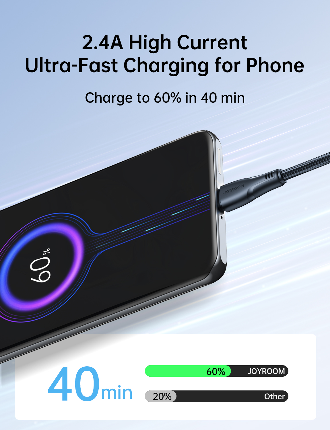 Picture of Joyroom (S-UM018A11) USB cable - micro USB 2.4A Surpass Series for fast charging and data transfer - 1.2m - black - Black