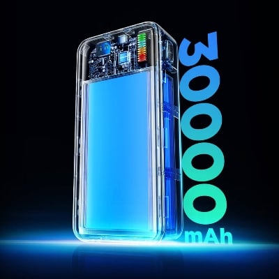 Picture of Joyroom JR-T018 12W 30000mAh Quick Charge Dazzling Series Power Bank - Black - Black