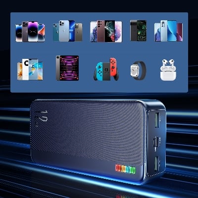 Picture of Joyroom JR-T018 12W 30000mAh Quick Charge Dazzling Series Power Bank - Black - Black