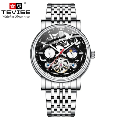 Picture of TEVISE T867 Luxury Branded Automatic Wrist Watches Stainless Steel Men Skeleton Watch - Black