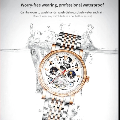 Picture of TEVISE T867 Luxury Branded Automatic Wrist Watches Stainless Steel Men Skeleton Watch - Black