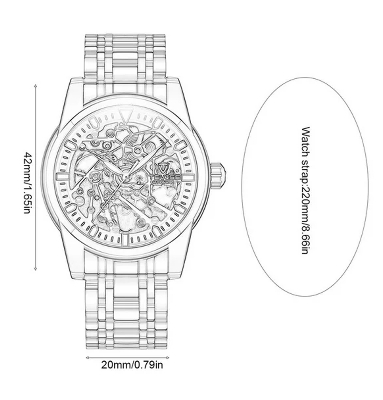 Picture of Tevise T9005E Hollow-out Luminous Stainless Steel Automatic Mechanical Watch - Silver Blue - Blue