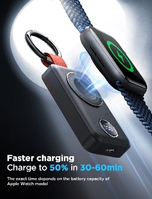 Picture of Joyroom JR-WQW01 2000mAh Portable Wireless Charger Power bank for Apple Watch - Black - Black