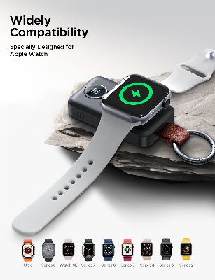 Picture of Joyroom JR-WQW01 2000mAh Portable Wireless Charger Power bank for Apple Watch - Black - Black