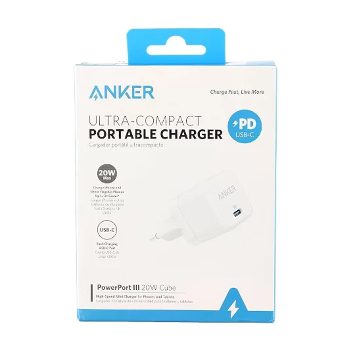 Picture of Anker Powerport III 20W Cube USB-C Charger PD Adapter - White