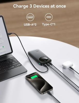 Picture of JOYROOM JR-PBF12 LED Monitor 2.4A 10000mAh Power Bank - Black - Black