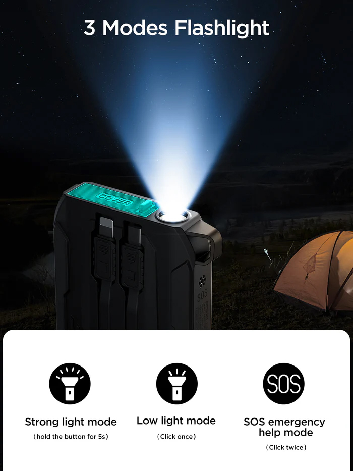 Picture of JOYROOM JR-L017 22.5W 10000mAh with Dual Cables Travel Friendly Power Bank - Black - Black