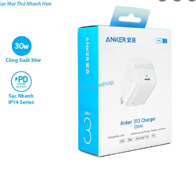 Picture of Anker 313 GaN 30W PIQ 3.0 Foldable Fast Charger - White - White