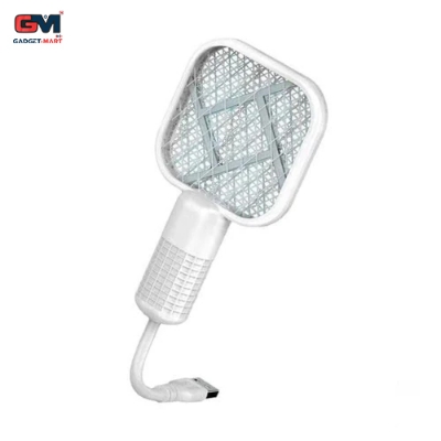 Picture of Electric Shock Mosquito Swatter Trap Pest Control UV Light USB Insect Racket Mini Portable Fly Bug Zapper Bedroom - White