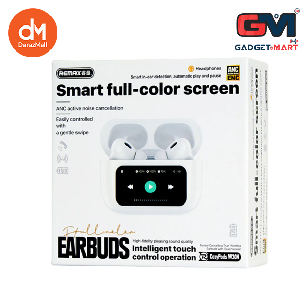 Picture of REMAX Cozypods W30N Noise-Cancelling True Wireless Earbuds with Touch Screen - White - White