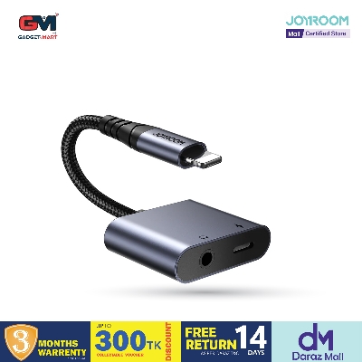 Picture of Joyroom SY-L01 Audio-Transfer Series 2-in-1 Audio Adapter (Lightning to 3.5mm+Lightning)-Black (Call Version) - Black