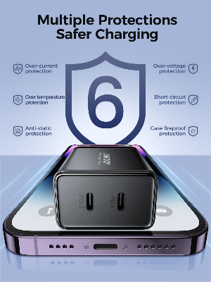 Picture of Joyroom JR-TCF09 40W 2C Fast Charger EU Plug-Black - Black