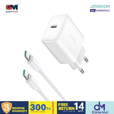 Picture of Joyroom JR-TCF24 PD 30W Charger With Type-C to Type-C Cable 1m - White - White