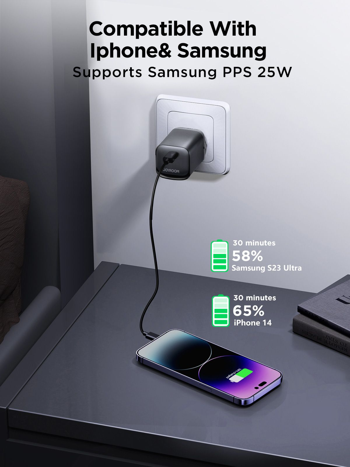 Picture of JR-TCF07EU Speed Series PD 30W Single-Port Charger (EU Plug) -Black - Black