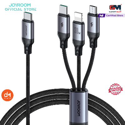 Picture of Joyroom S-A21 Speedy Series 30W 3-in-1 Fast Charging Cable (Type-C To Lightining + Type-C + Micro) 1.2m-Black - Black