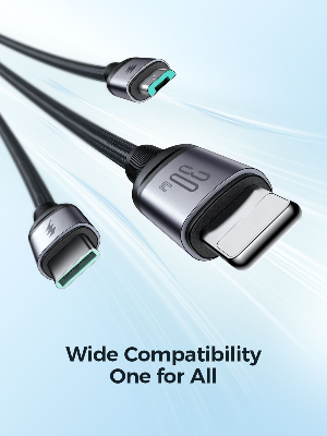 Picture of Joyroom S-A21 Speedy Series 30W 3-in-1 Fast Charging Cable (Type-C To Lightining + Type-C + Micro) 1.2m-Black - Black