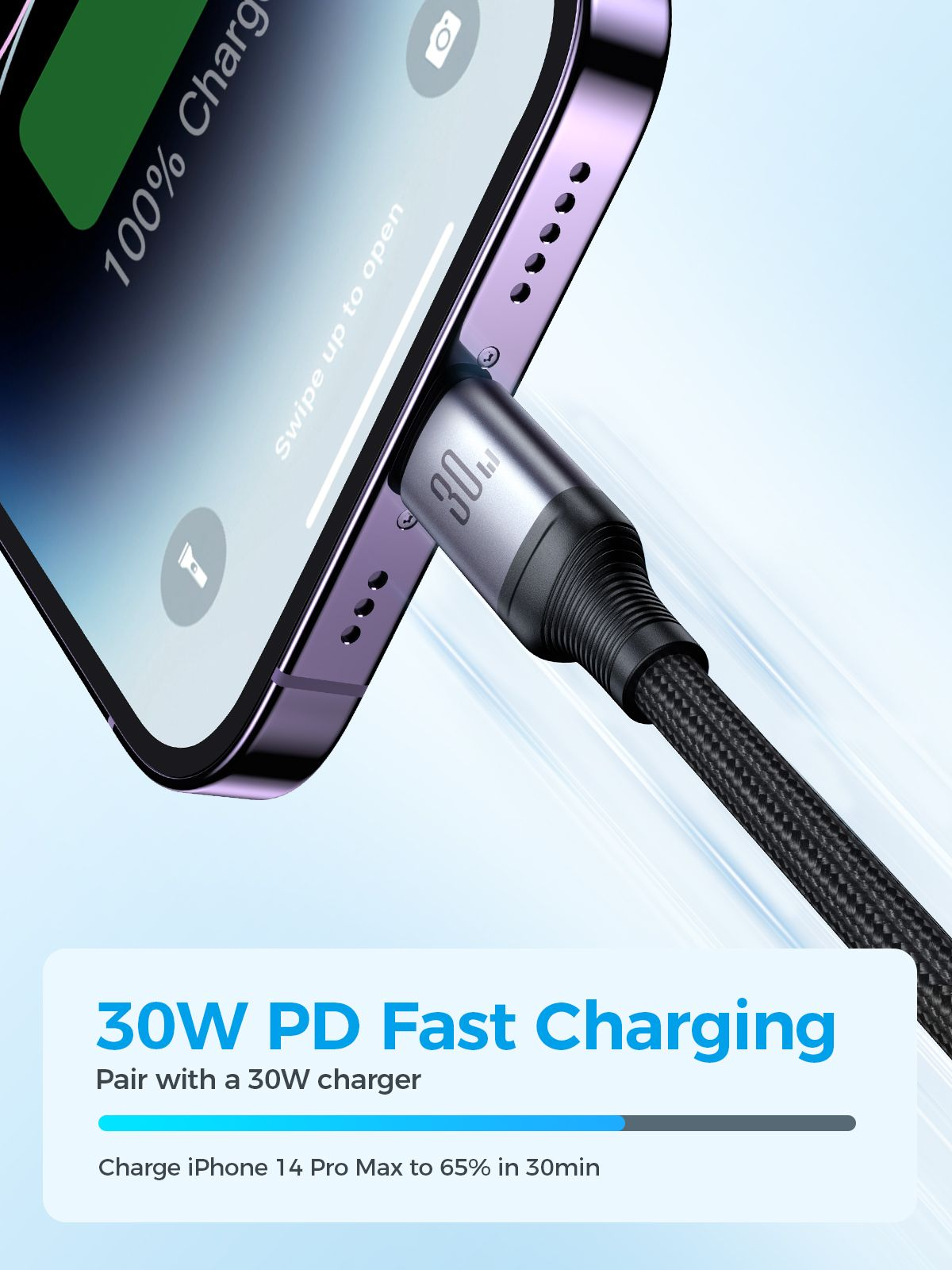 Picture of Joyroom S-A21 Speedy Series 30W 3-in-1 Fast Charging Cable (Type-C To Lightining + Type-C + Micro) 1.2m-Black - Black