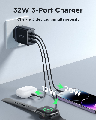 Picture of Joyroom JR-TCF10 32W 2C1A Fast Charger  (EU) -Black - Black