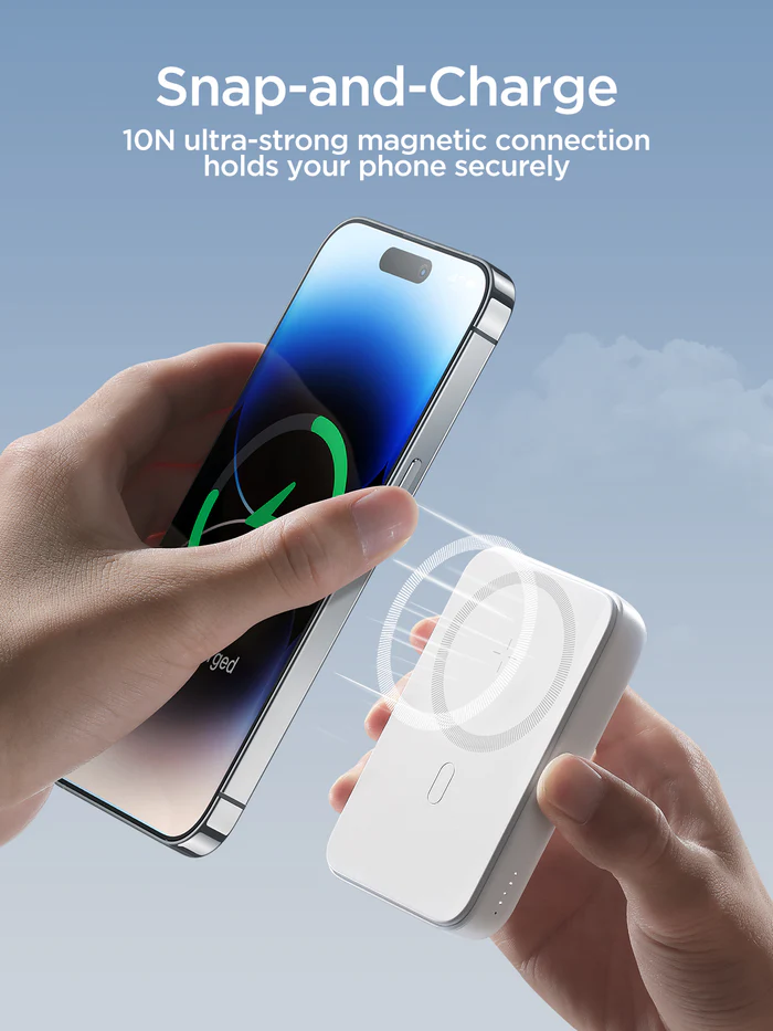 Picture of Joyroom JR-W020 20W Small & Mini 10000mAh PD Magnetic Wireless Power bank - White - White