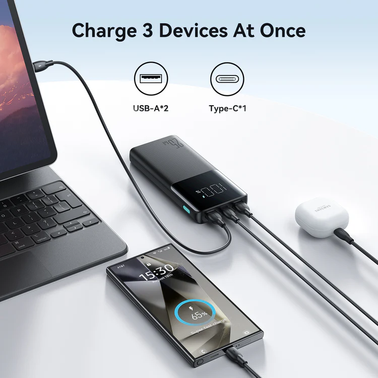 Picture of Joyroom JR-PBF20 Digital Display 25W Fast Charge Mobile Powerbank 10000mAh - Black - Black