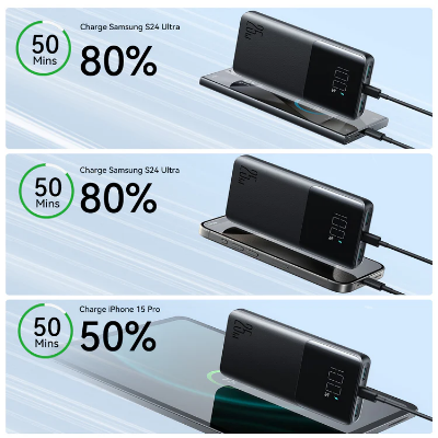 Picture of Joyroom JR-PBF20 Digital Display 25W Fast Charge Mobile Powerbank 10000mAh - Black - Black