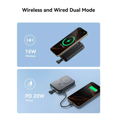 Picture of JOYROOM JR-PBM11 Qi2 Technologys 10000mAh 22.5W Magnetic Power Bank Kickstand Wireless Charger - Black