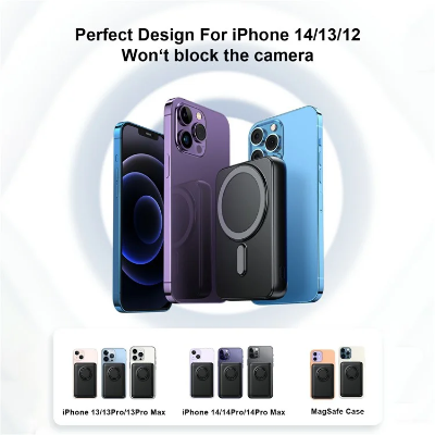 Picture of JOYROOM JR-W050 20W PD3.0 Fast Charging Power Bank 10000mAh Magnetic Wireless Charger External Battery Pack with Ring Holder Kickstand-  Black - Black