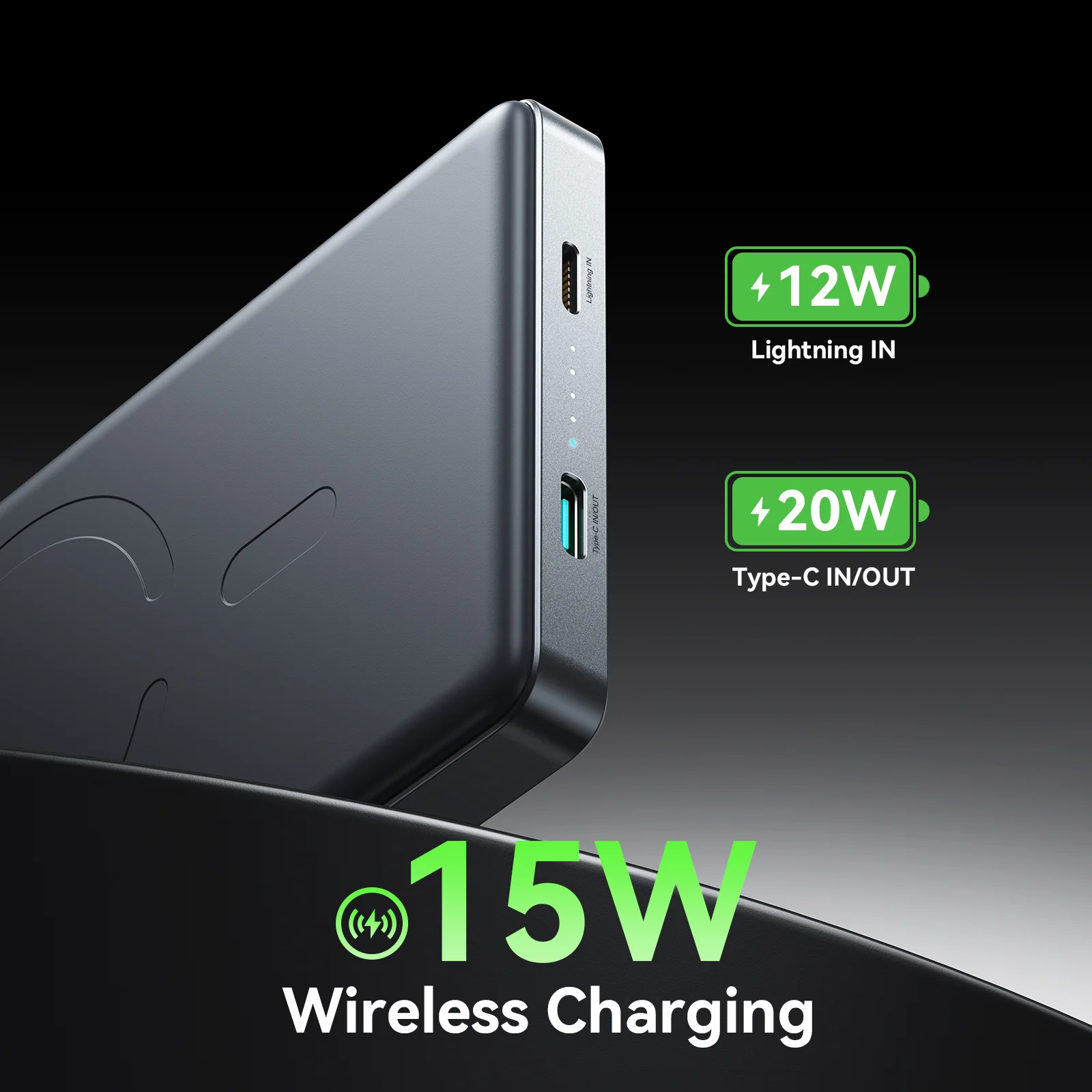 Picture of Joyroom JR-PBM08 Pro Ultra Slim 20W Magnetic Wireless Power Bank 10000mAh- Black - Black