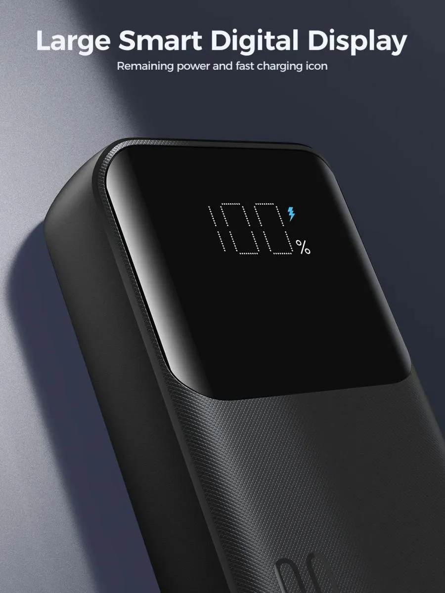 Picture of Joyroom JR-PBC06 30W Mini  10000mAh Power Bank with Dual Cables - Black - Black