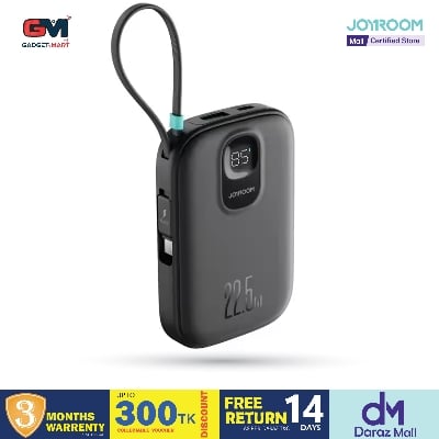 Picture of Joyroom JR-PBF18 22.5W Powerbank 10000mAh With Lightning Cable - Black - Black