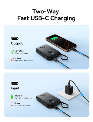 Picture of Joyroom JR-PBF18 22.5W Powerbank 10000mAh With Lightning Cable - Black - Black